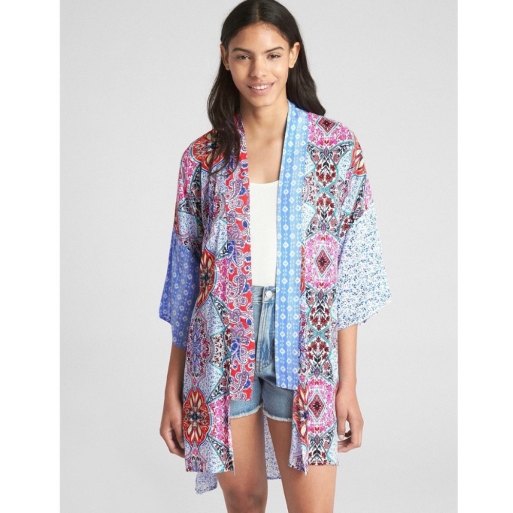 GAP Mixed Print High-Low Kimono Top - Picture 3 of 9
